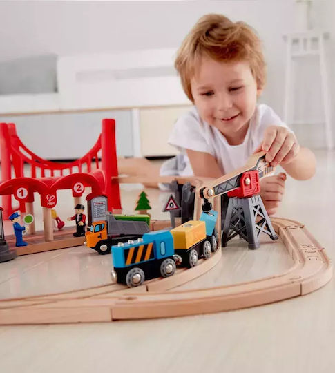 Hape Busy City Rail Set with Train made of Wood for 3+ years+ Years