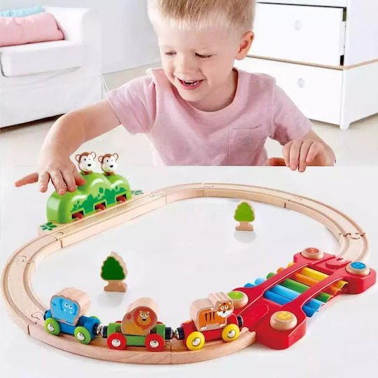 Hape Monkeys Railway Set with Train made of Wood for 1.5+ years+ Years