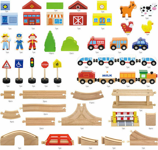 Viga Toys Set with Train made of Wood for 3+ years+ Years