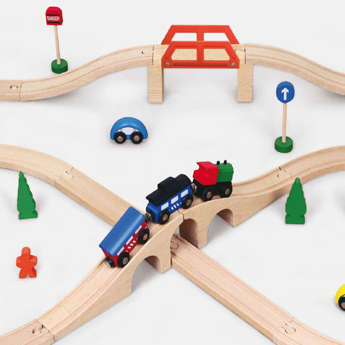 Viga Toys Сет с Влакче от Дърво за 3+ години+ Години
