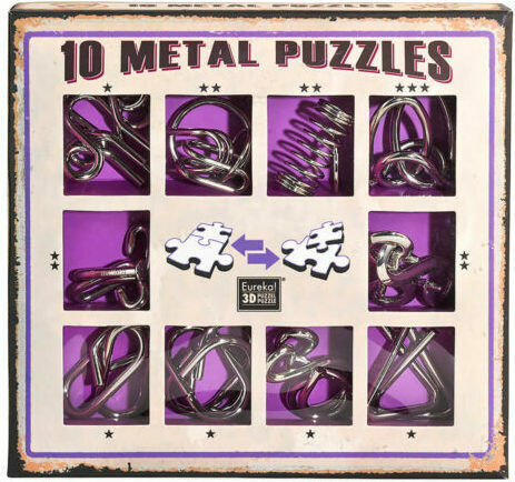 Eureka 10 Puzzles Riddle from Metal Red for 8+ Years 473358