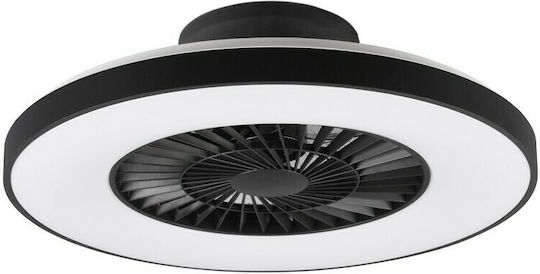 Trio Lighting Halmstad Πλαφονιέρα 59cm με Φως Μαύρη