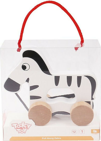 Tooky Toys Συρόμενο Παιχνίδι Ζέβρα Συρόμενη από Ξύλο για 18+ Μηνών