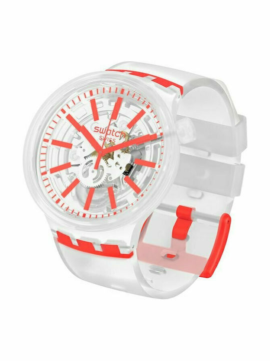 Swatch Big Bold Γυναικείο Ρολόι 47mm Μπαταρίας με Λευκό Καουτσούκ Λουράκι
