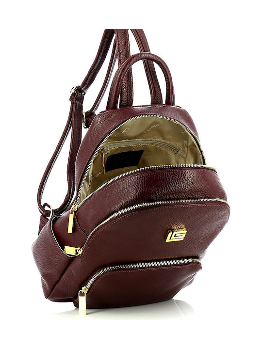 Leather Women's Bag Backpack Burgundy