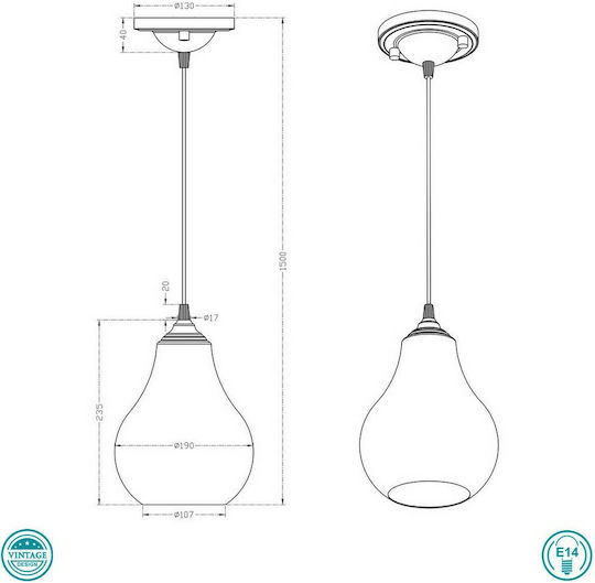 Trio Lighting Jasmin Ρυθμιζόμενο Κρεμαστό Φωτιστικό Γκρι με Ντουί E14