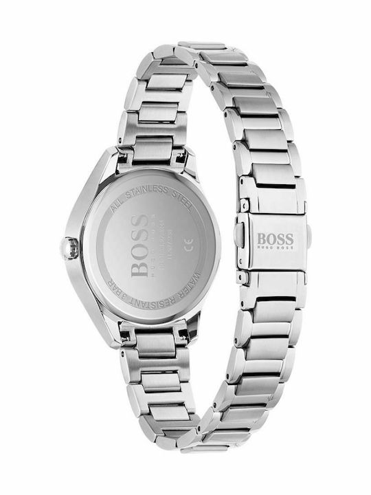 Boss Grand Course Γυναικείο Ρολόι 36mm Χρονογράφος Μπαταρίας με Ασημί Μεταλλικό Μπρασελέ