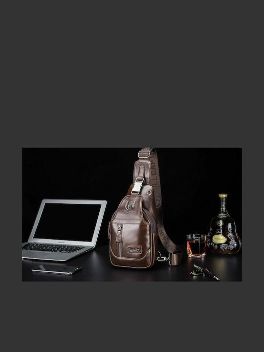 XB-095 Leather Men's Bag Sling Dark Brown