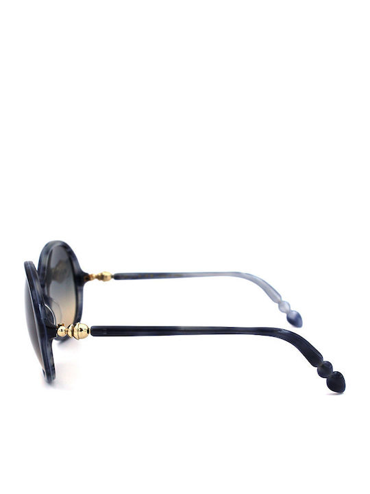 Mila ZB Women's Sunglasses with Brown Tartaruga Plastic Frame and Green Lens