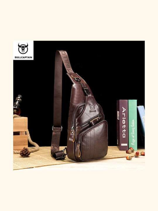 Leather Men's Bag Sling Dark Brown