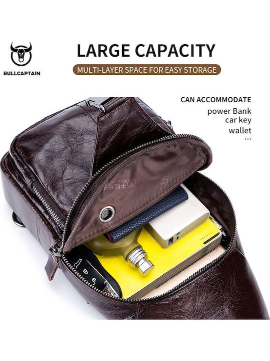 Leather Men's Bag Sling Dark Brown