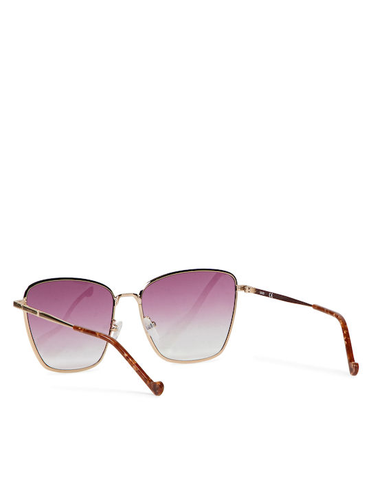 Liu Jo Women's Sunglasses with Gold Metal Frame and Pink Lenses LJ145S 717