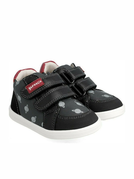 Παιδικά Sneakers High Ανατομικά με Σκρατς Μαύρα
