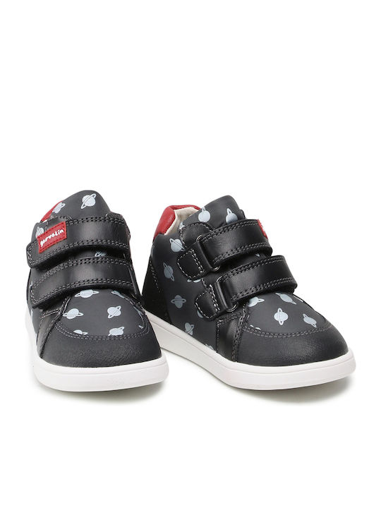 Παιδικά Sneakers High Ανατομικά με Σκρατς Μαύρα