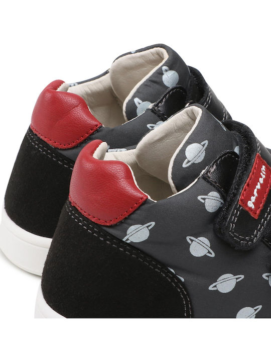 Παιδικά Sneakers High Ανατομικά με Σκρατς Μαύρα