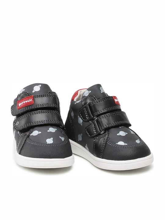 Παιδικά Sneakers High Ανατομικά με Σκρατς Μαύρα