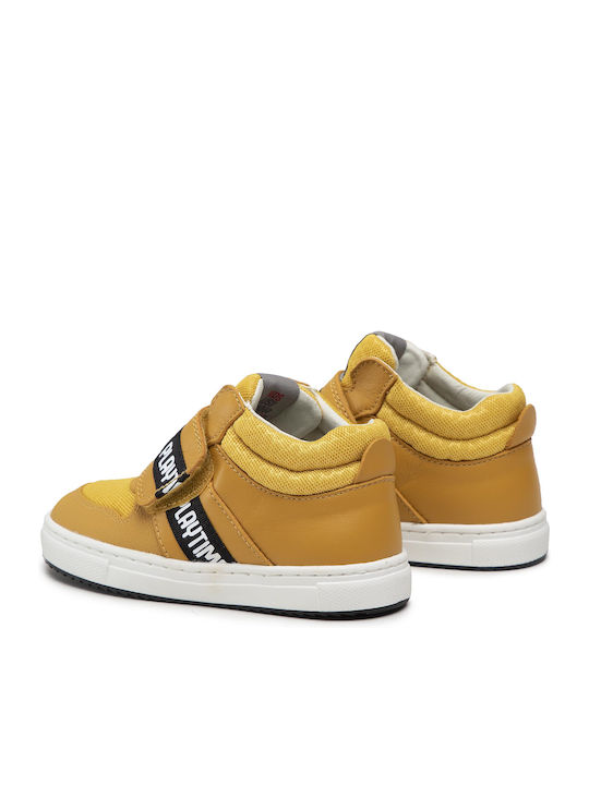 Παιδικά Sneakers High Ανατομικά με Σκρατς Κίτρινα