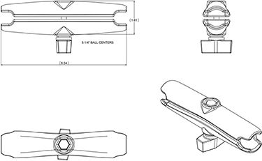 RAM Mount Double Socket Arm - B Size Long Βραχίονας για Βάση Κινητού Μοτοσυκλέτας