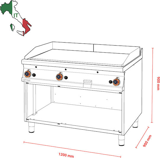 Lotus Commercial Flat Top LPG Griddle with Flat Plate 27kW 120x90x90cm