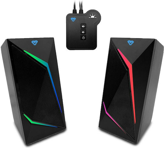 Media-Tech Cobra Pro Urion Ασύρματα Ηχεία Υπολογιστή 2.0 με RGB Φωτισμό και Bluetooth Ισχύος 8W Μαύρα