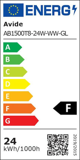 Avide AB1500T8-24W-WW-GL LED-Lampe 24W Röhrenform 150εκ. für Fassung G13 und Form T8 Warmes Weiß 2350lm