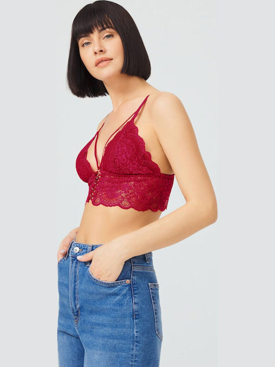 CottonHill Women's Bralette Bra Burgundy