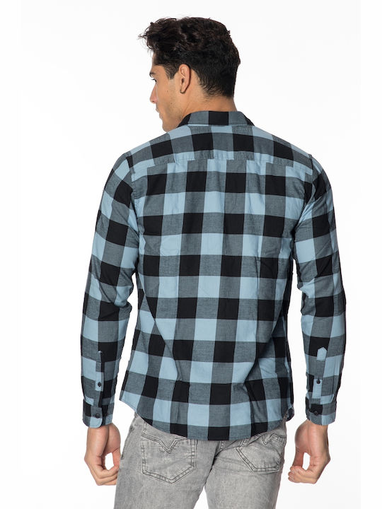 Jack & Jones Long-sleeved Denim Shirt Checked Faded Denim