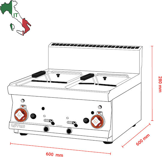 Lotus Fryer Magazin online Double 12kW Capacity 2x8lt 60x60x28cm