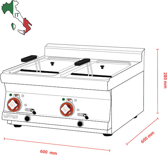Lotus Electric Fryer Double 14.3kW Capacity 2x10lt 60x60x28cm F2/10T-66ET