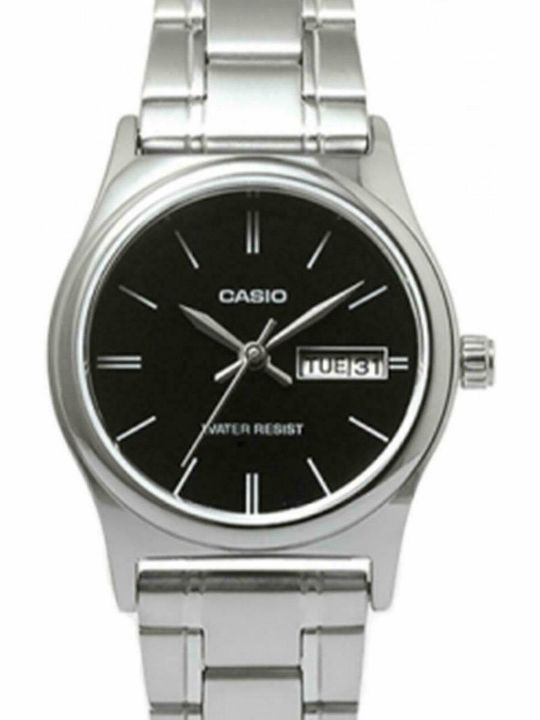 Casio Γυναικείο Ρολόι Μπαταρίας με Ασημί Μεταλλικό Μπρασελέ