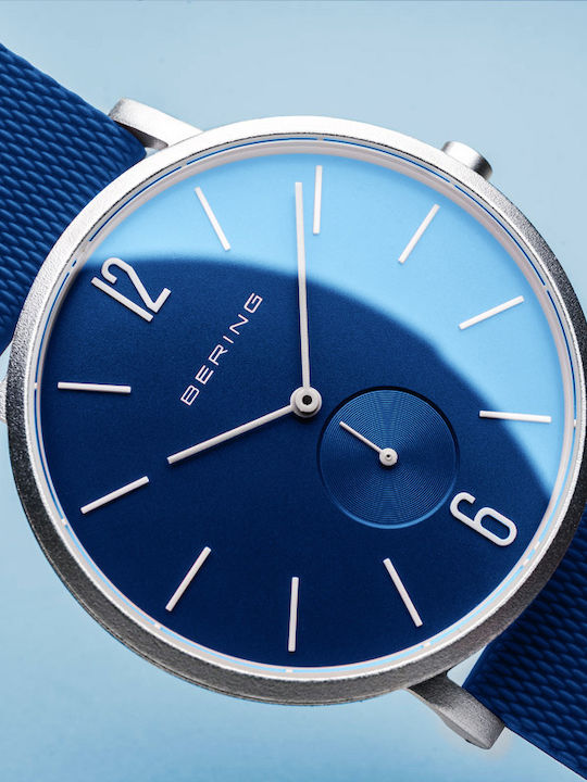 Bering Time Women's Watch with Blue Rubber Strap