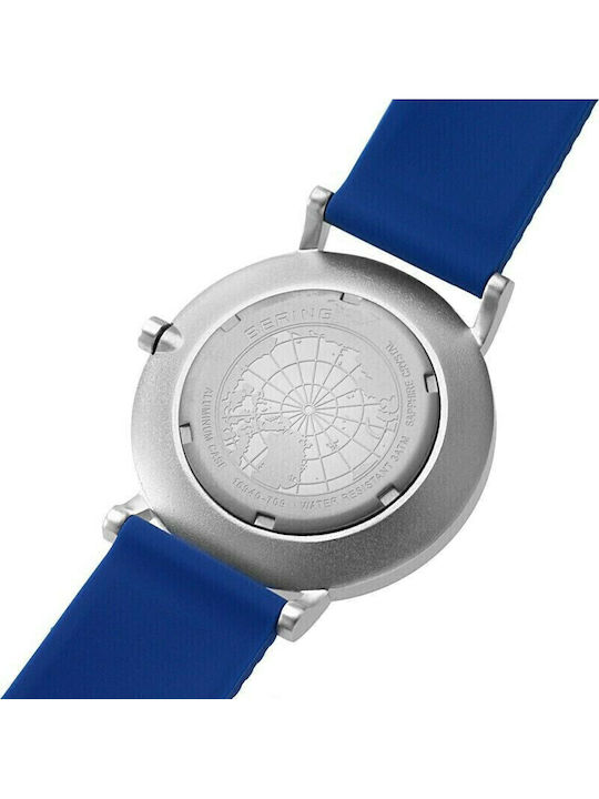 Bering Time Women's Watch with Blue Rubber Strap