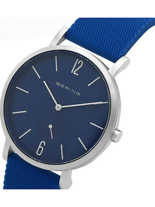 Bering Time Women's Watch with Blue Rubber Strap