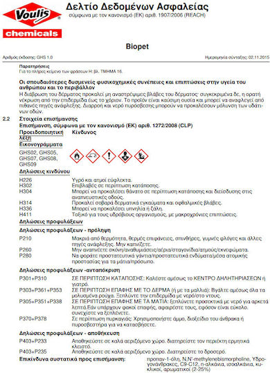 Voulis Biopet Πρόσθετο Καθαριστικό DPF Αυτοκινήτου 250ml