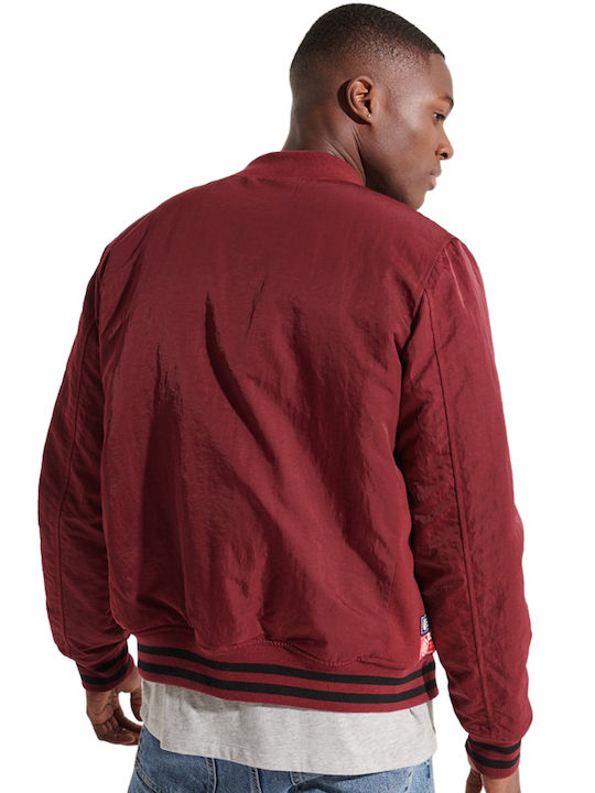 Superdry Collegiate Baseball Jacket Bomber Burgundy