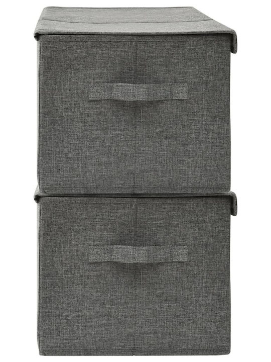 vidaXL Fabric Storage Box with Lid Gray 50x30x25cm 2pcs