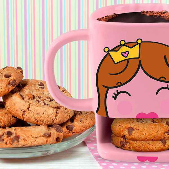 Total Gift Princess Biscuit Becher Keramik Rosa 250ml