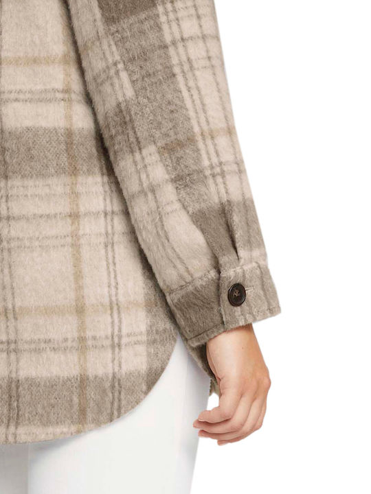 Women's Checked Beige Overshirt