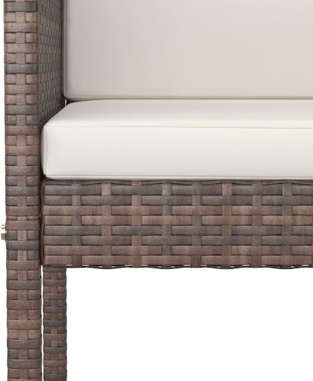 Garden Bar Stool Outdoor Rattan with Brown Cushion 2 Pieces 50x48x100cm