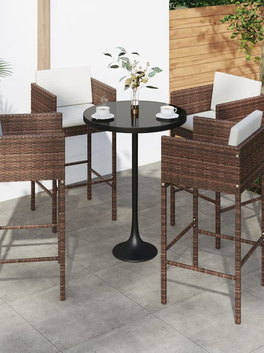 Garden Bar Stool Outdoor Rattan with Brown Cushion 4 Pieces 50x48x100cm