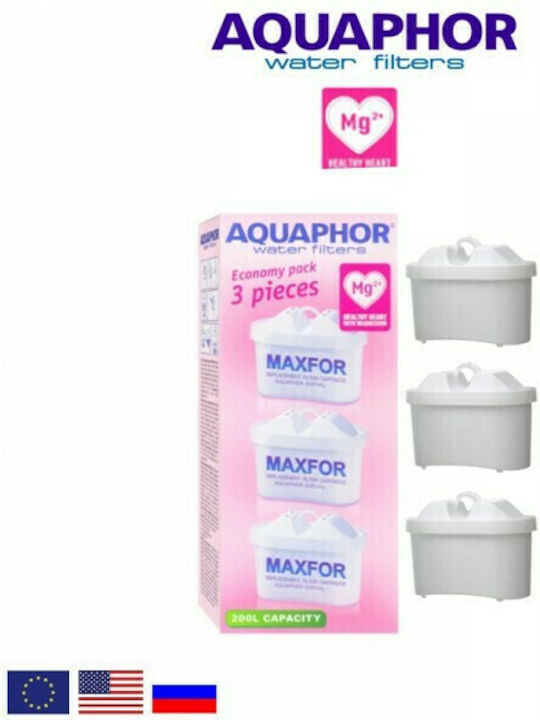 Aquaphor Ανταλλακτικό Φίλτρο Νερού για Κανάτα από Ενεργό Άνθρακα B100-25 Mg+ Maxfor 3τμχ