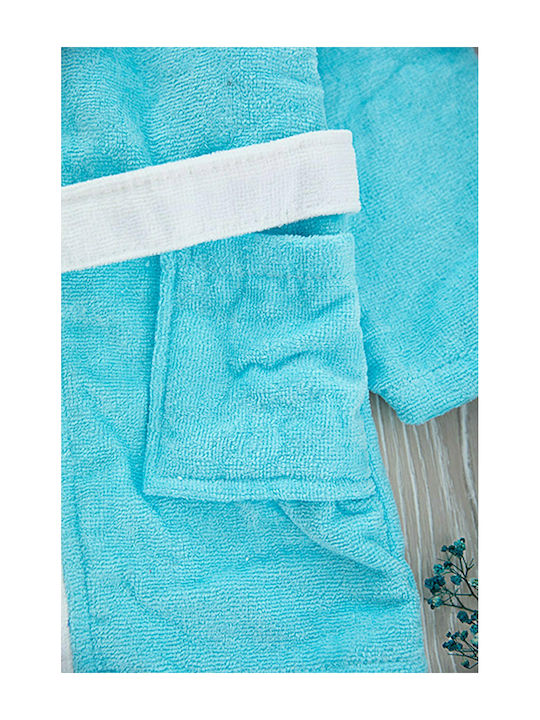 Minilori Baby Kids Hooded Bathrobe Τυρκουάζ