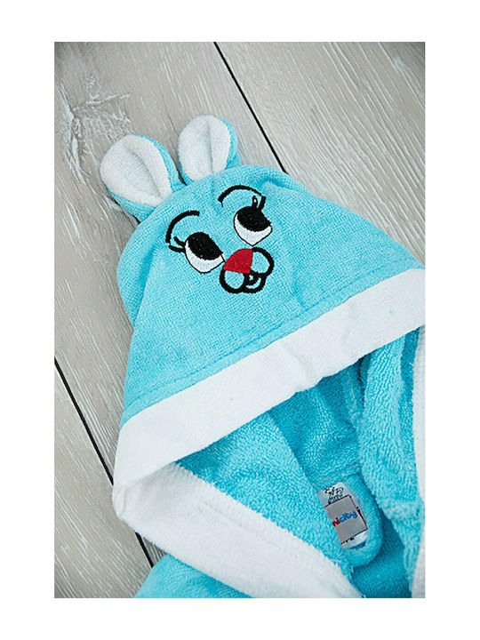 Minilori Baby Kids Hooded Bathrobe Τυρκουάζ