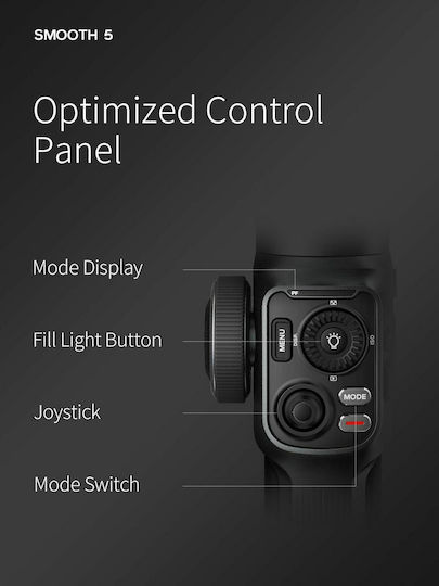 Zhiyun Smooth 5 Phone Gimbal with 3 Axis Stabilization and 25 Operating Hours Black