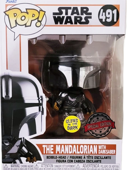 Funko Pop! Movies: The Mandalorian with Darksaber 491 Bobble-Head & Glows in the Dark Special Edition