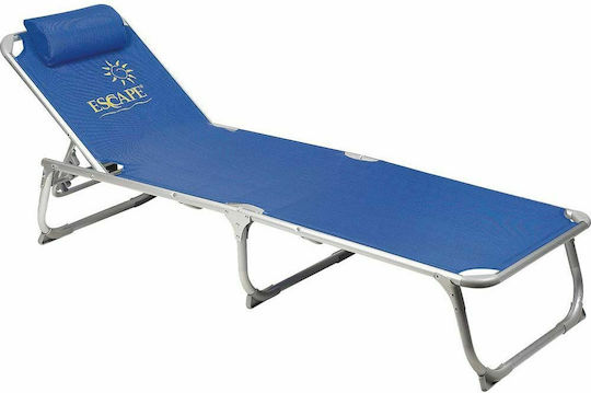Escape Foldable Aluminum Beach Sunbed Blue with Pillow 200x61x38cm