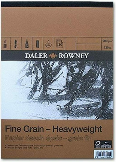 Daler Rowney Μπλοκ Σχεδίου Fine Grain Heavyweight Α3 200gr 30 Φύλλα A3 29.7x42cm