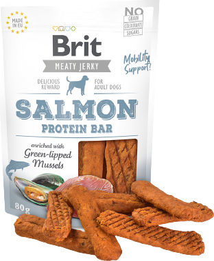Brit Jerky Snack Salmon Λιχουδιά Σκύλου με Κρέας και Κοτόπουλο 80gr