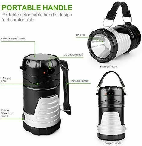 GSH 7088B LED Laterne Solar für Camping mit Taschenlampe & Powerbank 1W
