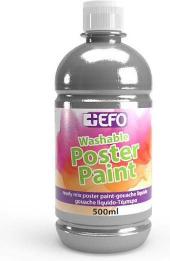 +Efo Poster Paint Τέμπερα Ζωγραφικής Ασημί σε Μπουκάλι 500ml